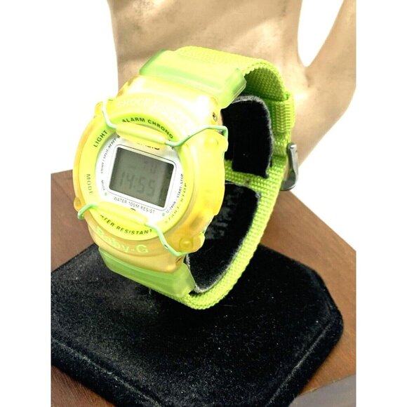 Casio Women's Watch Baby-G BG-301 Quartz Digital Yellow Green Vintage 1455 39mm - Picture 14 of 14